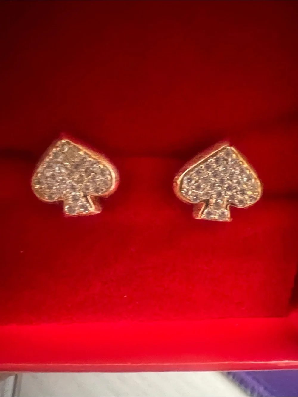 Kate Spade Rose Gold Crystal Spade Stud Earrings